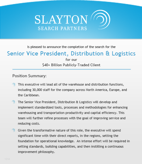SVP, Operations, Distribution & Logistics