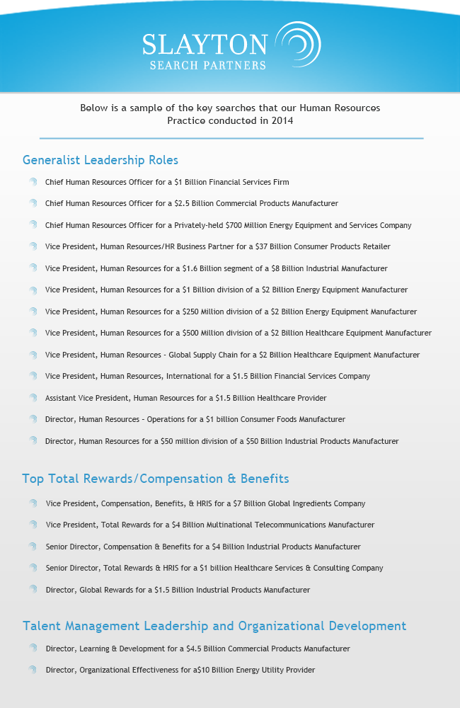 Human Resource Practice Search Engagements