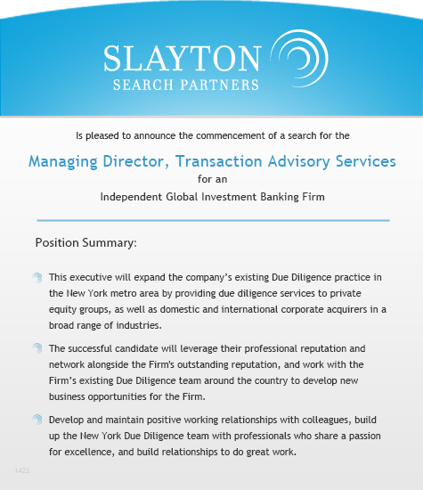 Director Transaction Advisory Services